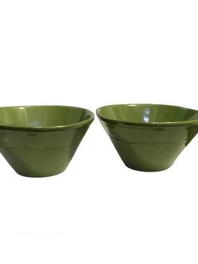 Citrus Grove Green Stoneware Cereal Soup Bowls Set of 2 Olive Avocado